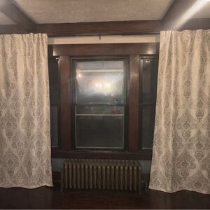 Elegant Cream and Silver Damask Curtains